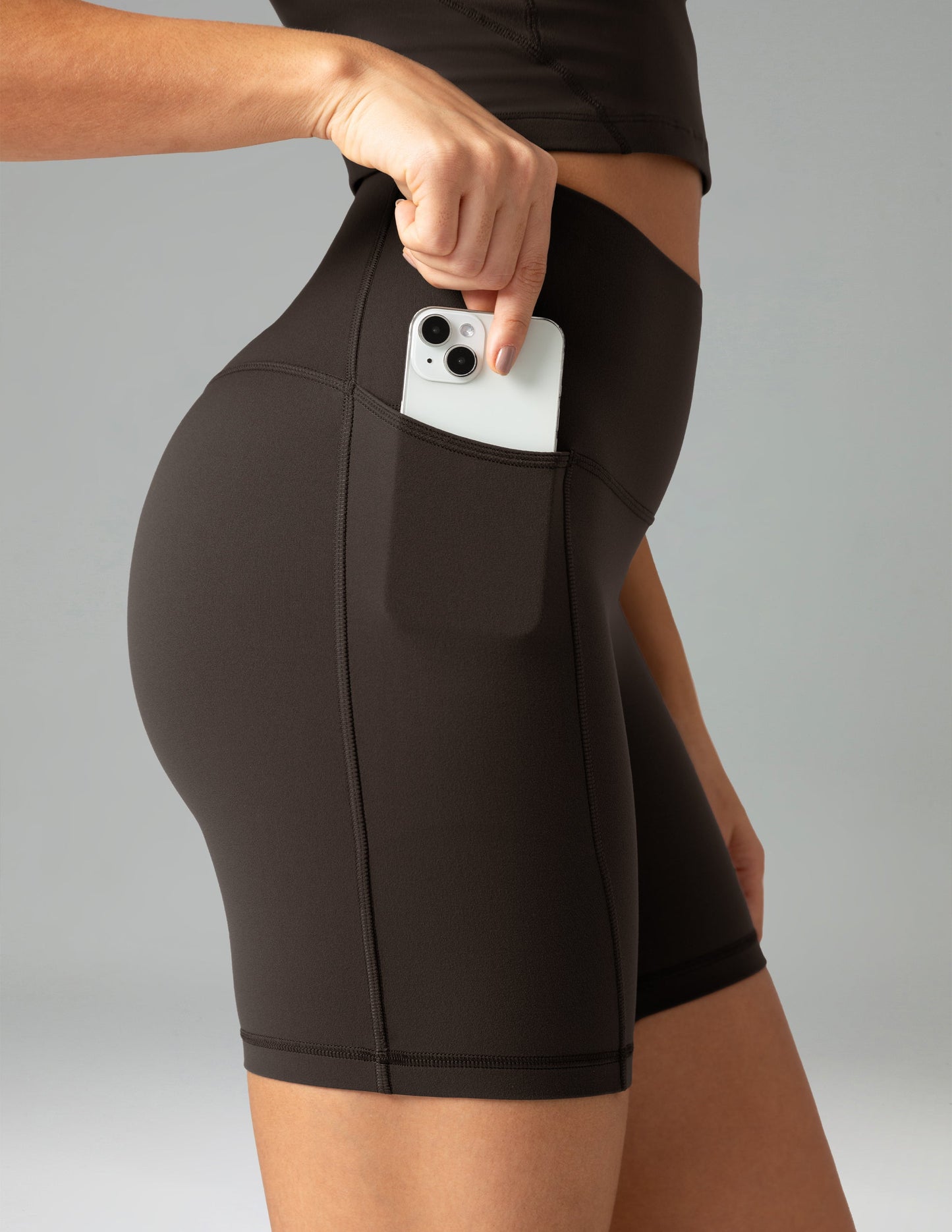 Dreamlux High Waisted No Front Seam 6 Legging Shorts w/Pockets