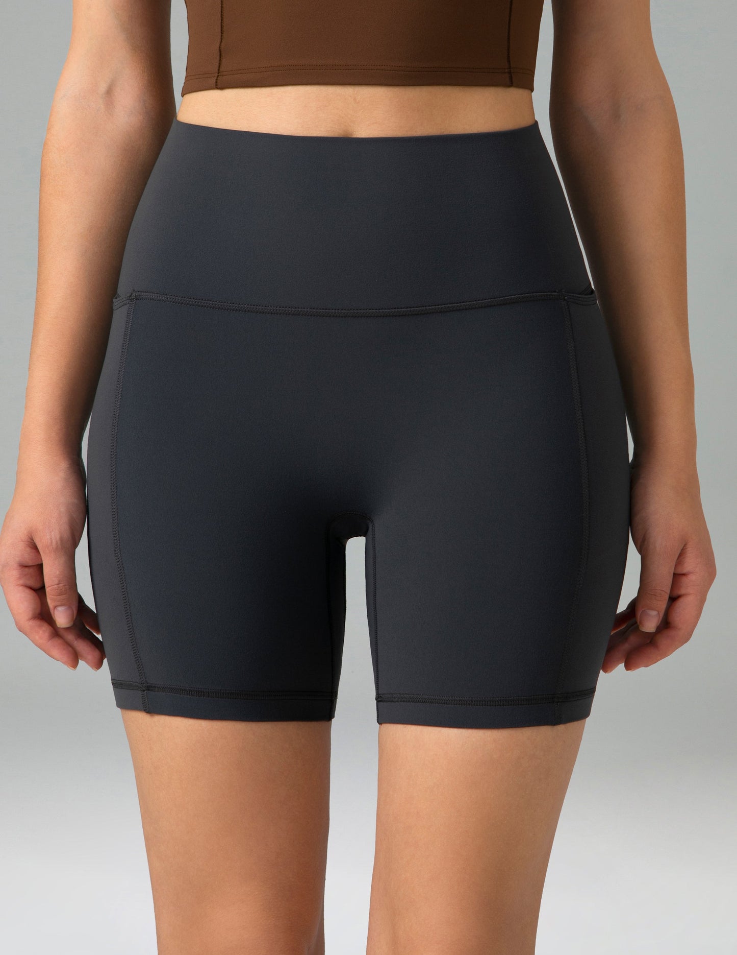 Dreamlux High Waisted No Front Seam 6 Legging Shorts w/Pockets