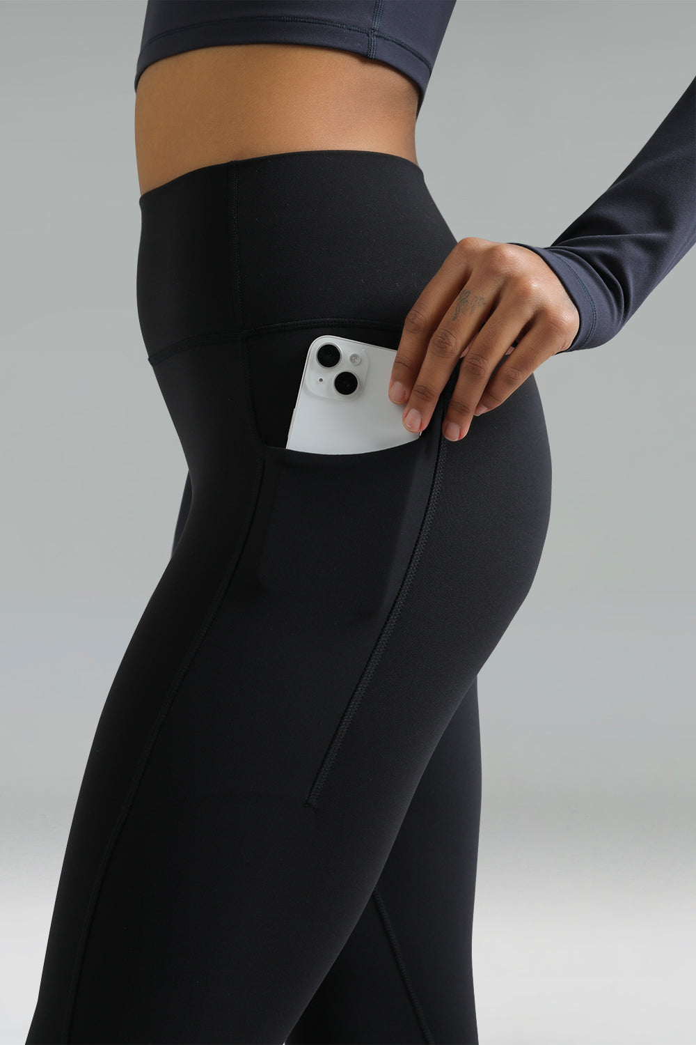 Dreamlux High Waisted No Front Seam Workout Full Length Leggings 28 w/Pockets