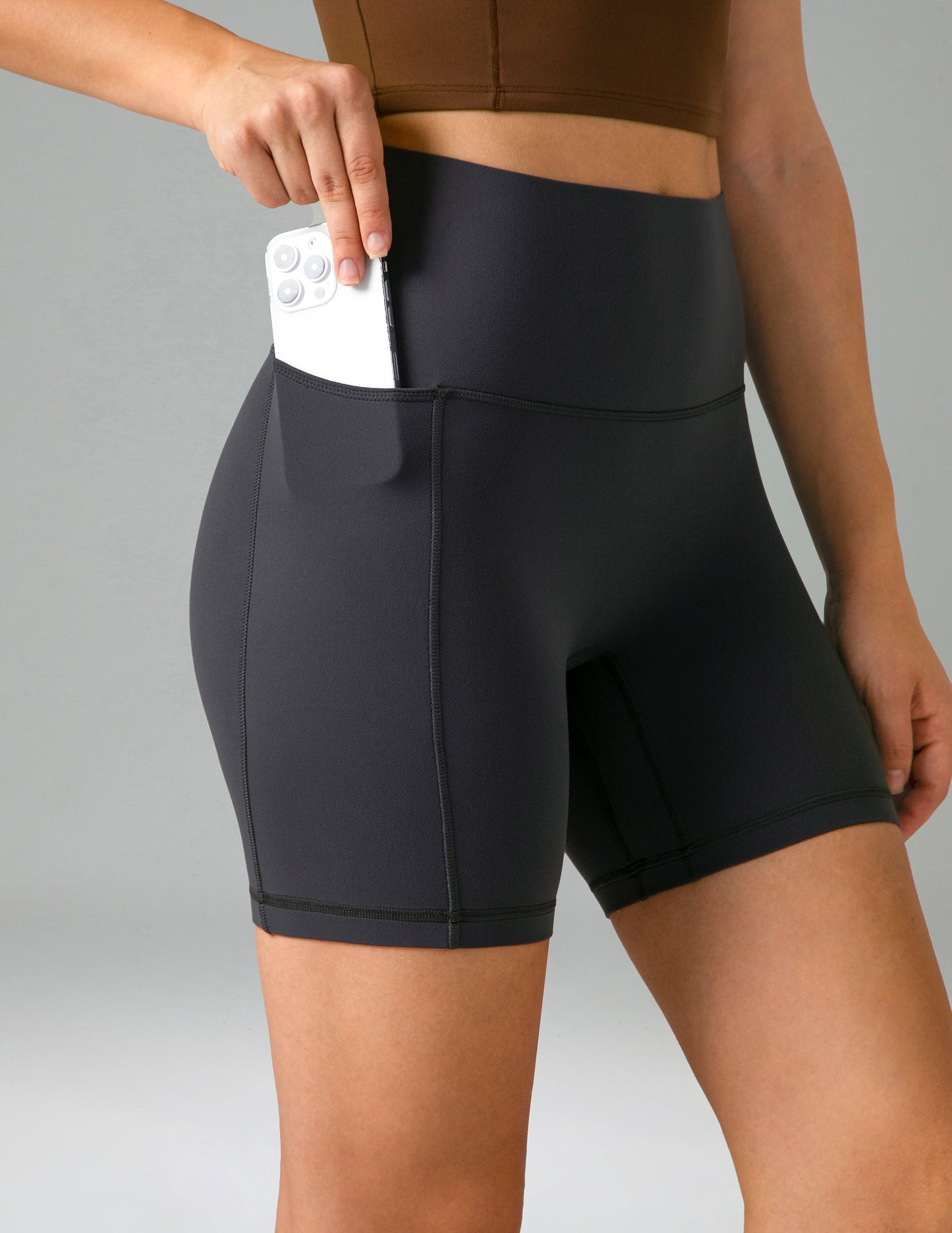 Dreamlux High Waisted No Front Seam 6 Legging Shorts w/Pockets