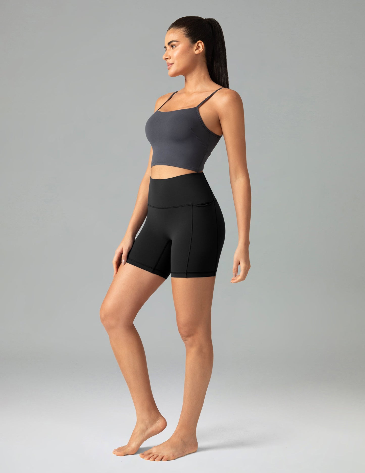 Dreamlux High Waisted No Front Seam 6 Legging Shorts w/Pockets