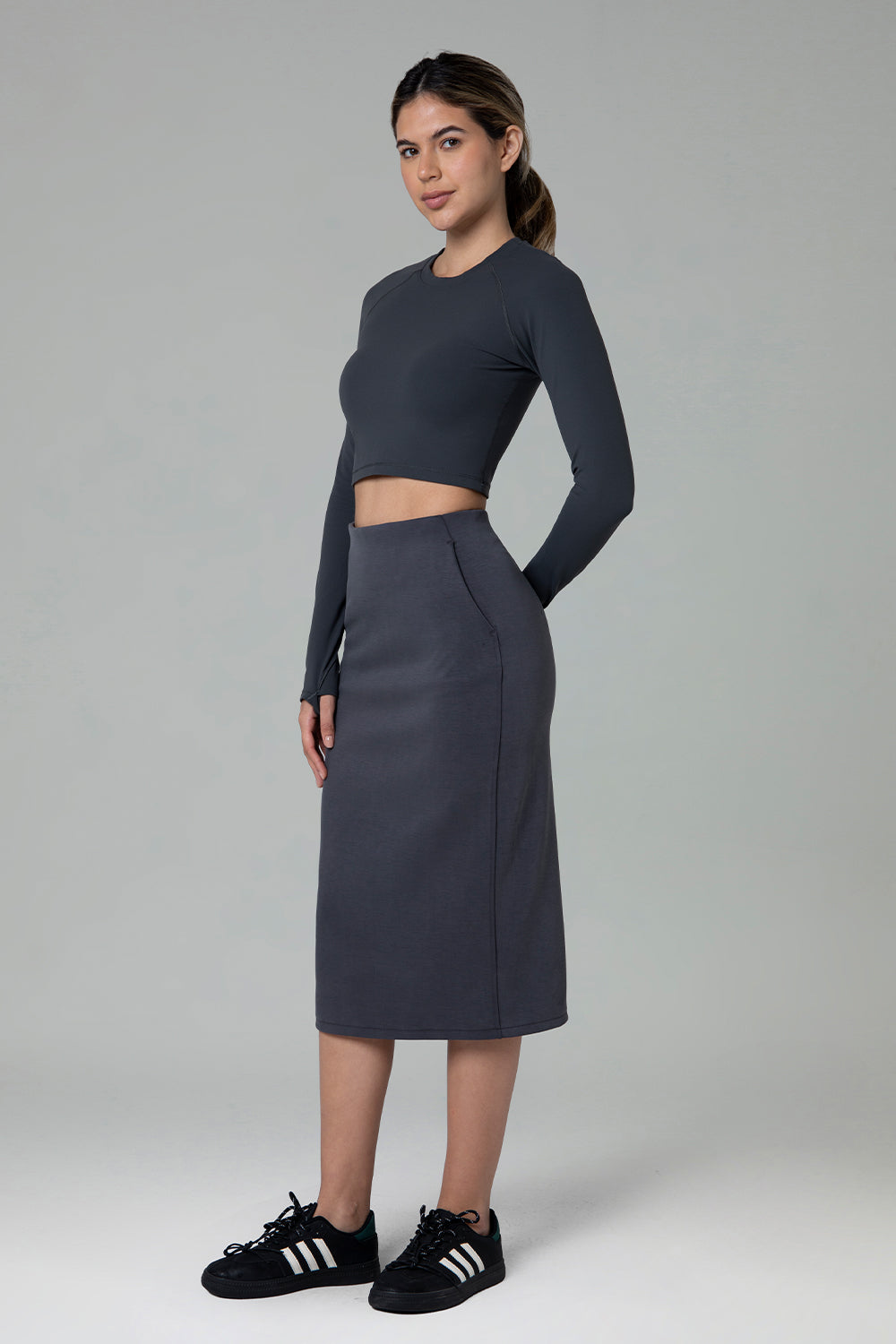 Modal Streamline Midi Skirts w/Pockets