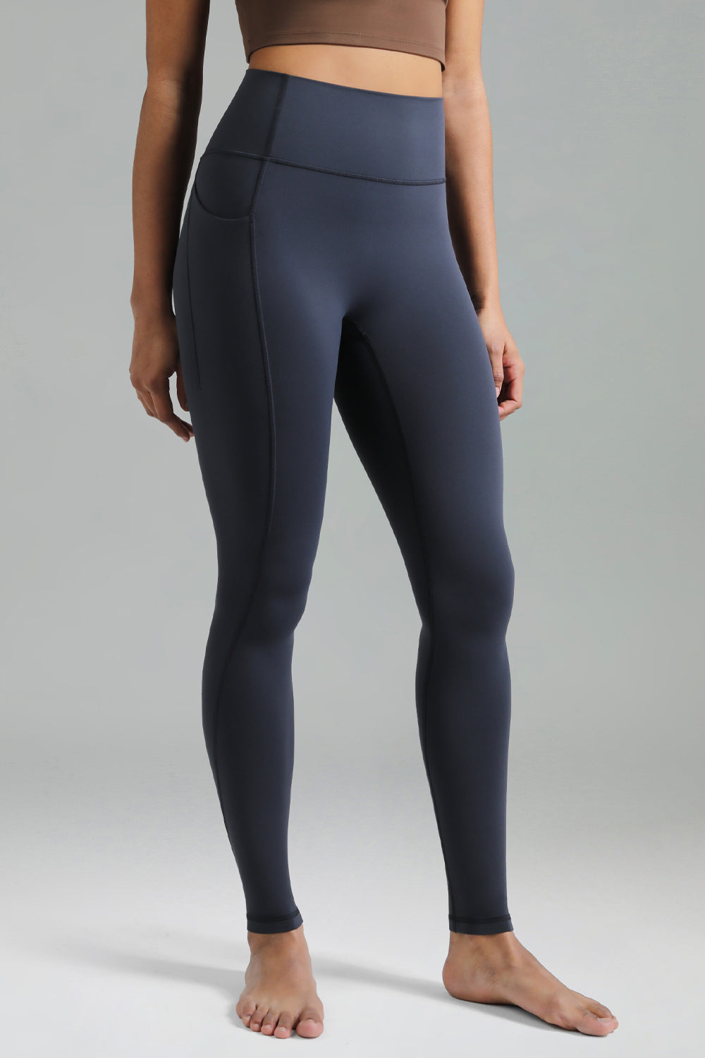 Dreamlux High Waisted No Front Seam Workout Full Length Leggings 28 w/Pockets