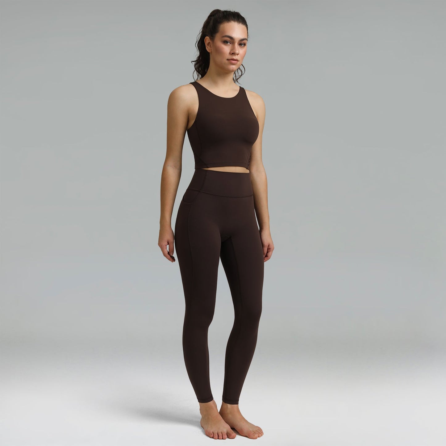 Dreamlux High Waisted No Front Seam Workout Full Length Leggings 28 w/Pockets