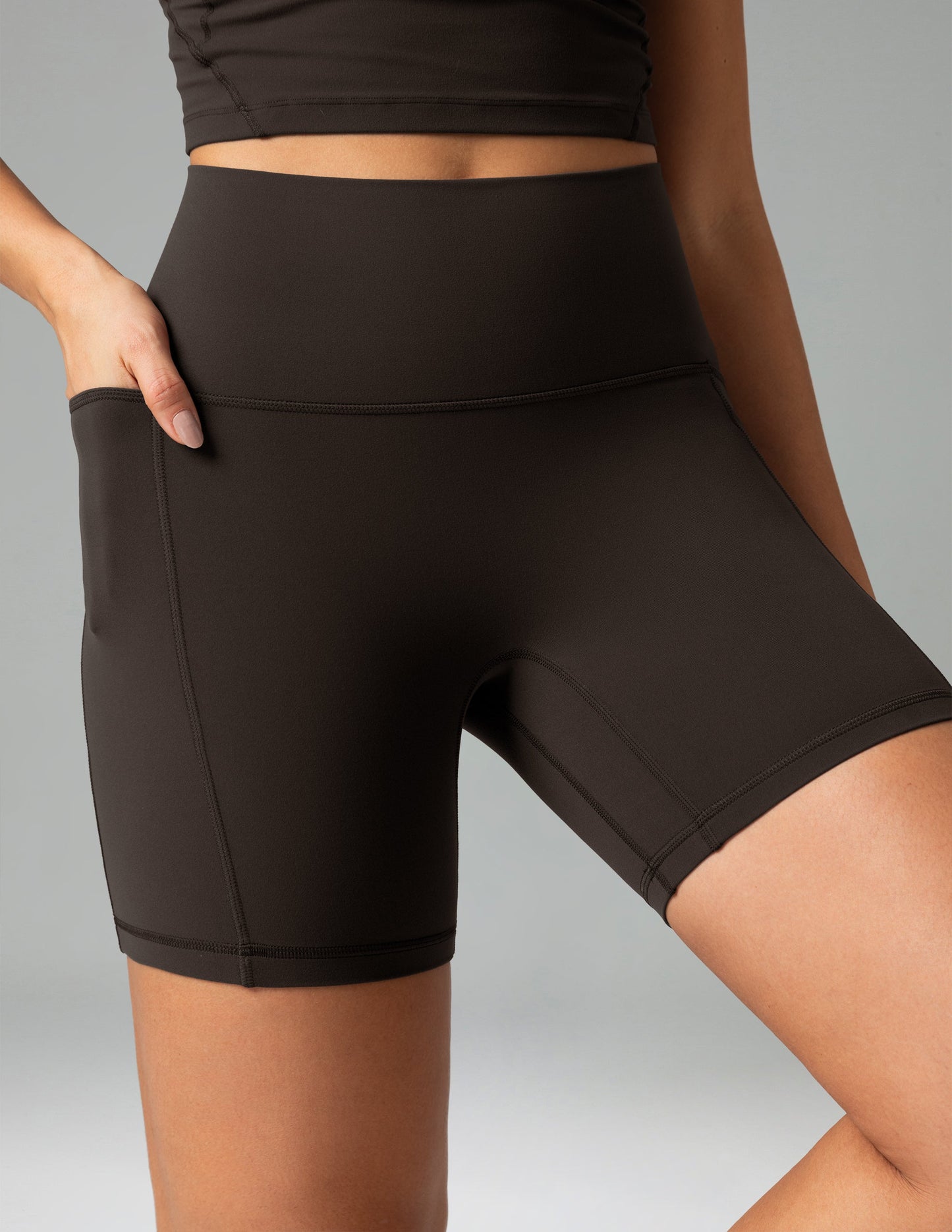 Dreamlux High Waisted No Front Seam 6 Legging Shorts w/Pockets