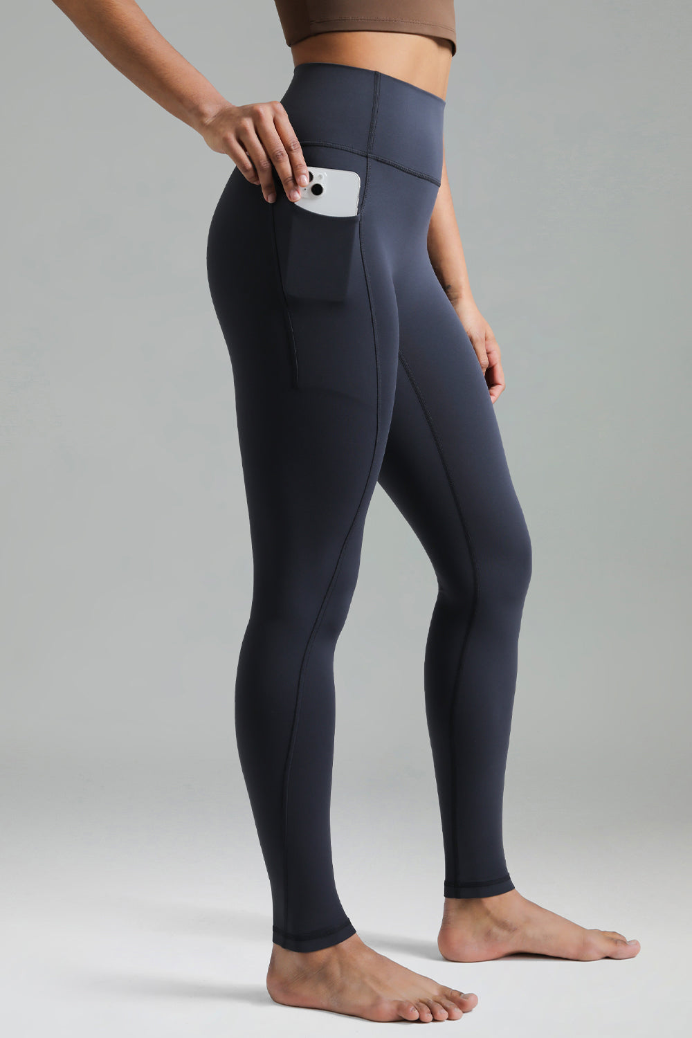 Dreamlux High Waisted No Front Seam Workout Full Length Leggings 28 w/Pockets