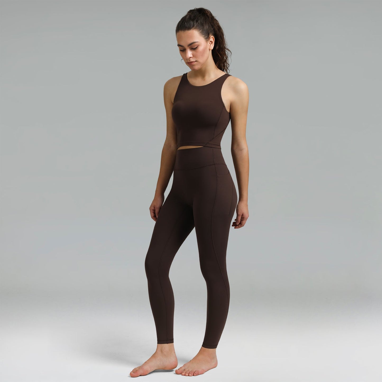 Dreamlux High Waisted No Front Seam Workout Full Length Leggings 28 w/Pockets