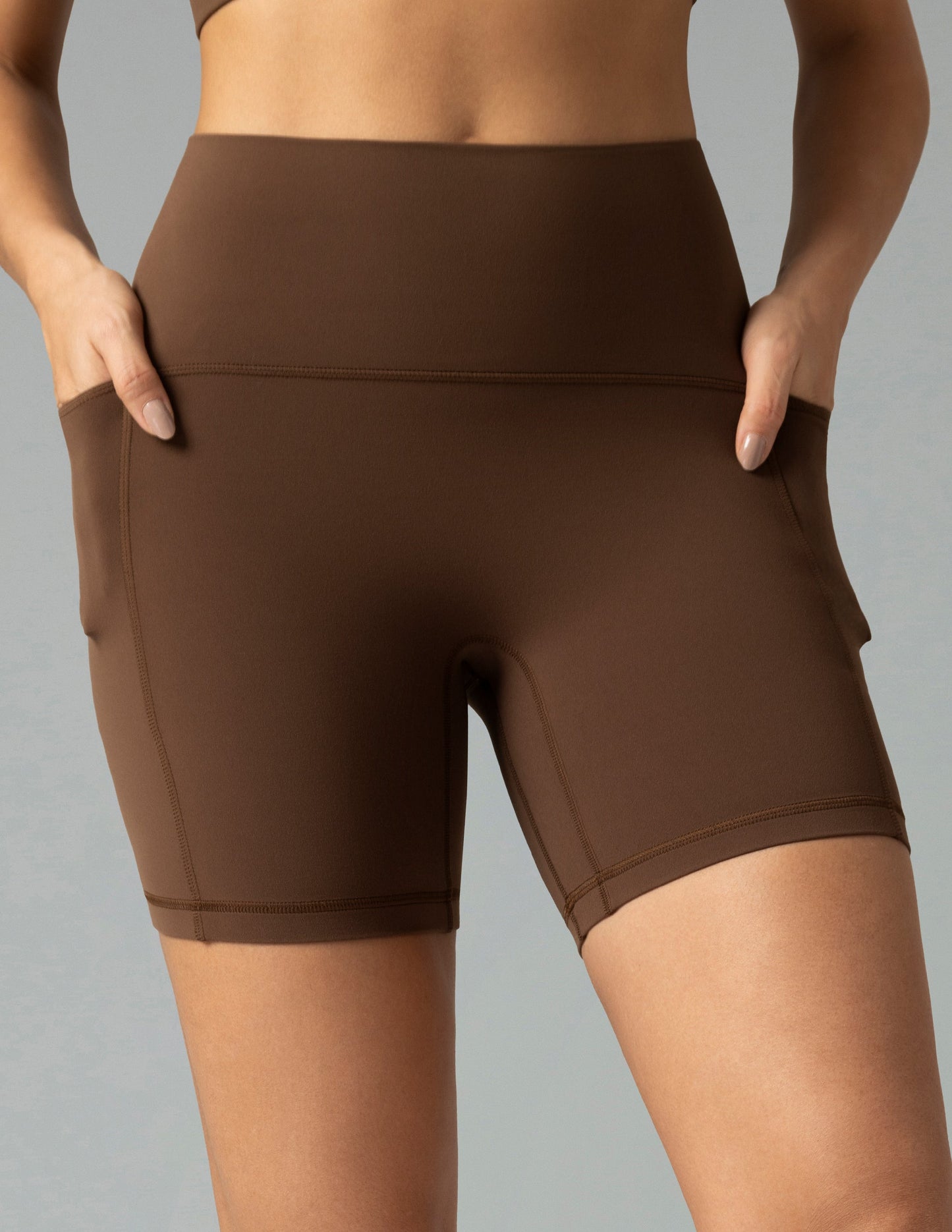 Dreamlux High Waisted No Front Seam 6 Legging Shorts w/Pockets