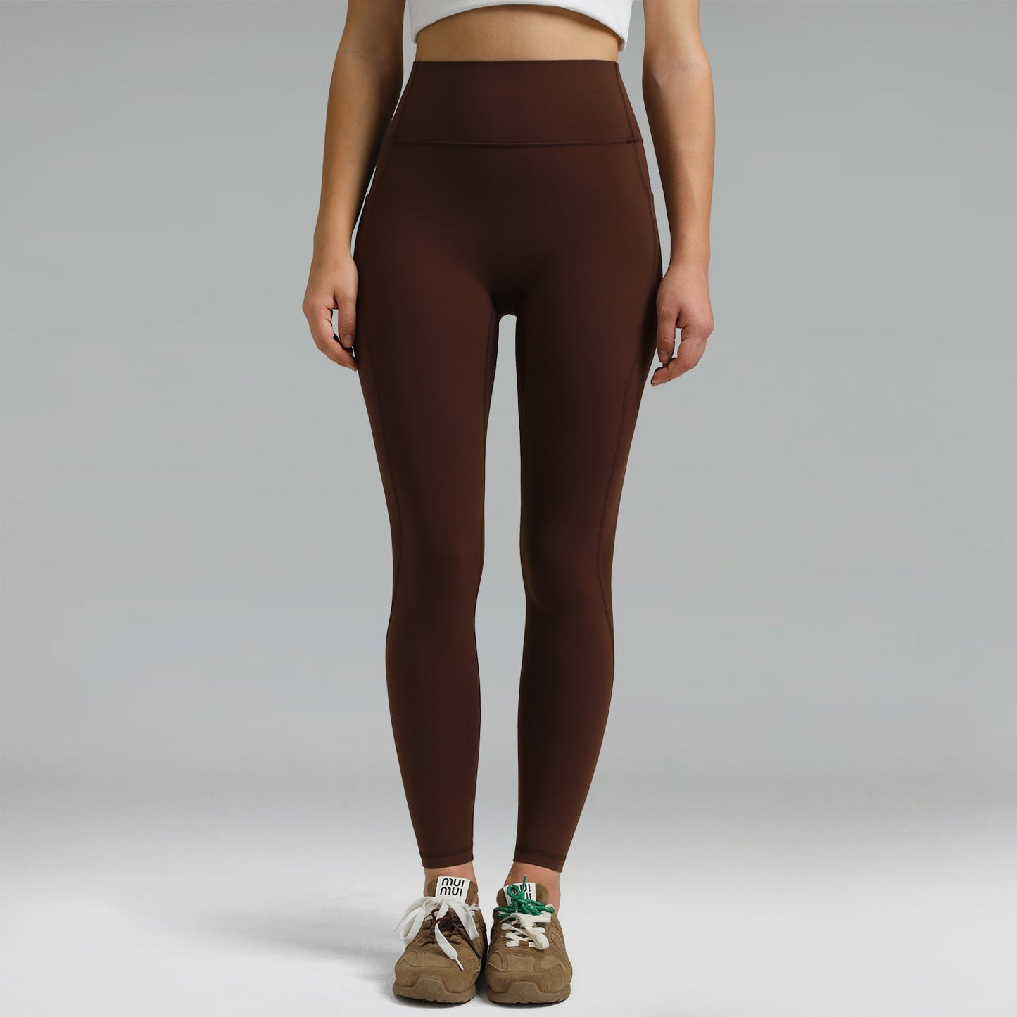 Dreamlux High Waisted No Front Seam Workout Full Length Leggings 28 w/Pockets