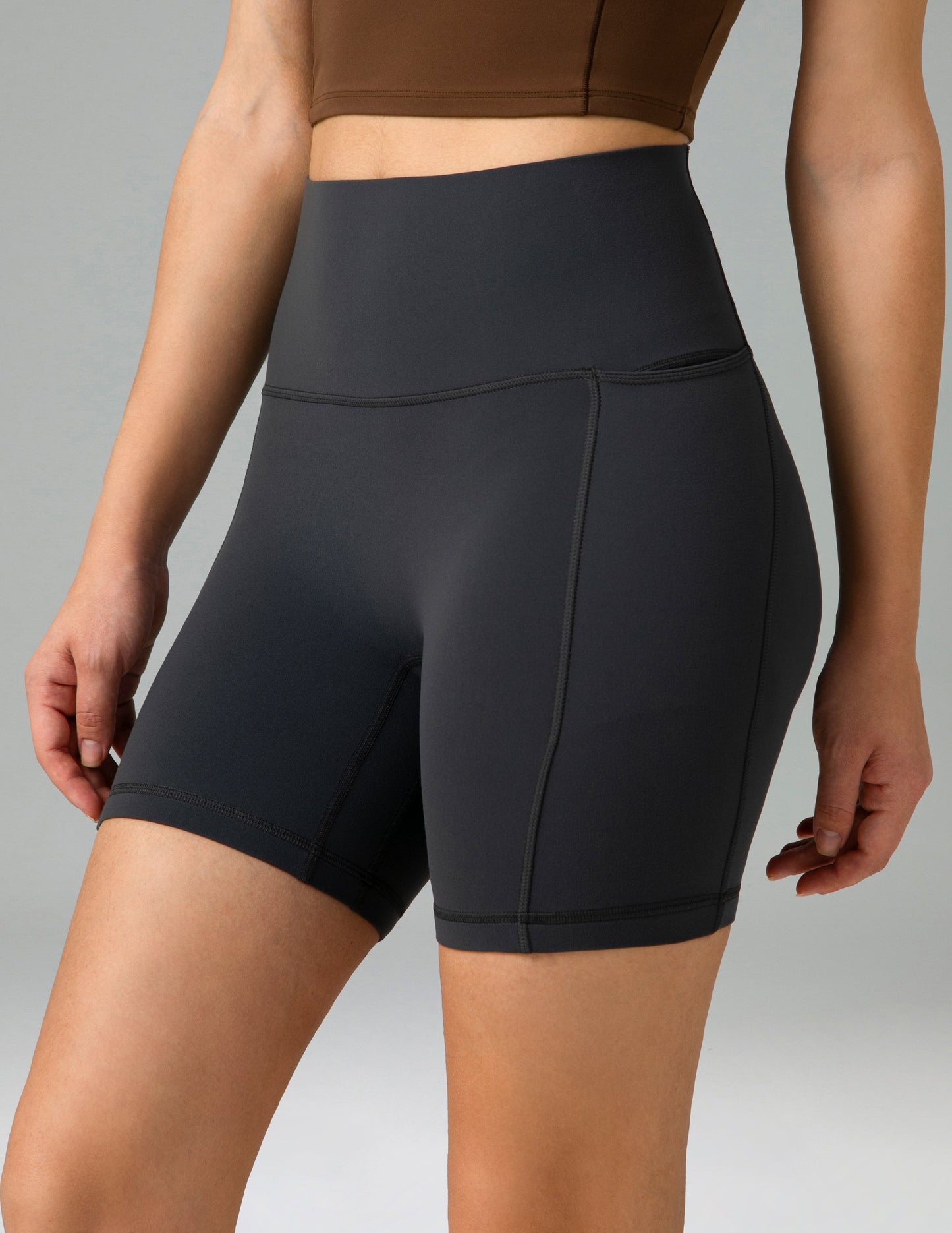 Dreamlux High Waisted No Front Seam 6 Legging Shorts w/Pockets