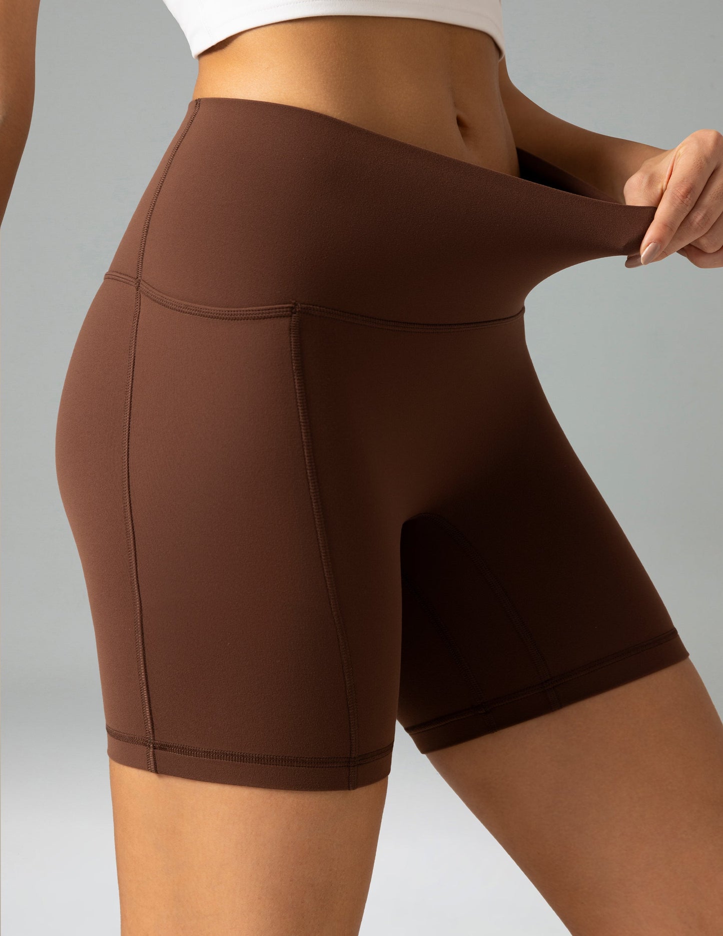 Dreamlux High Waisted No Front Seam 6 Legging Shorts w/Pockets