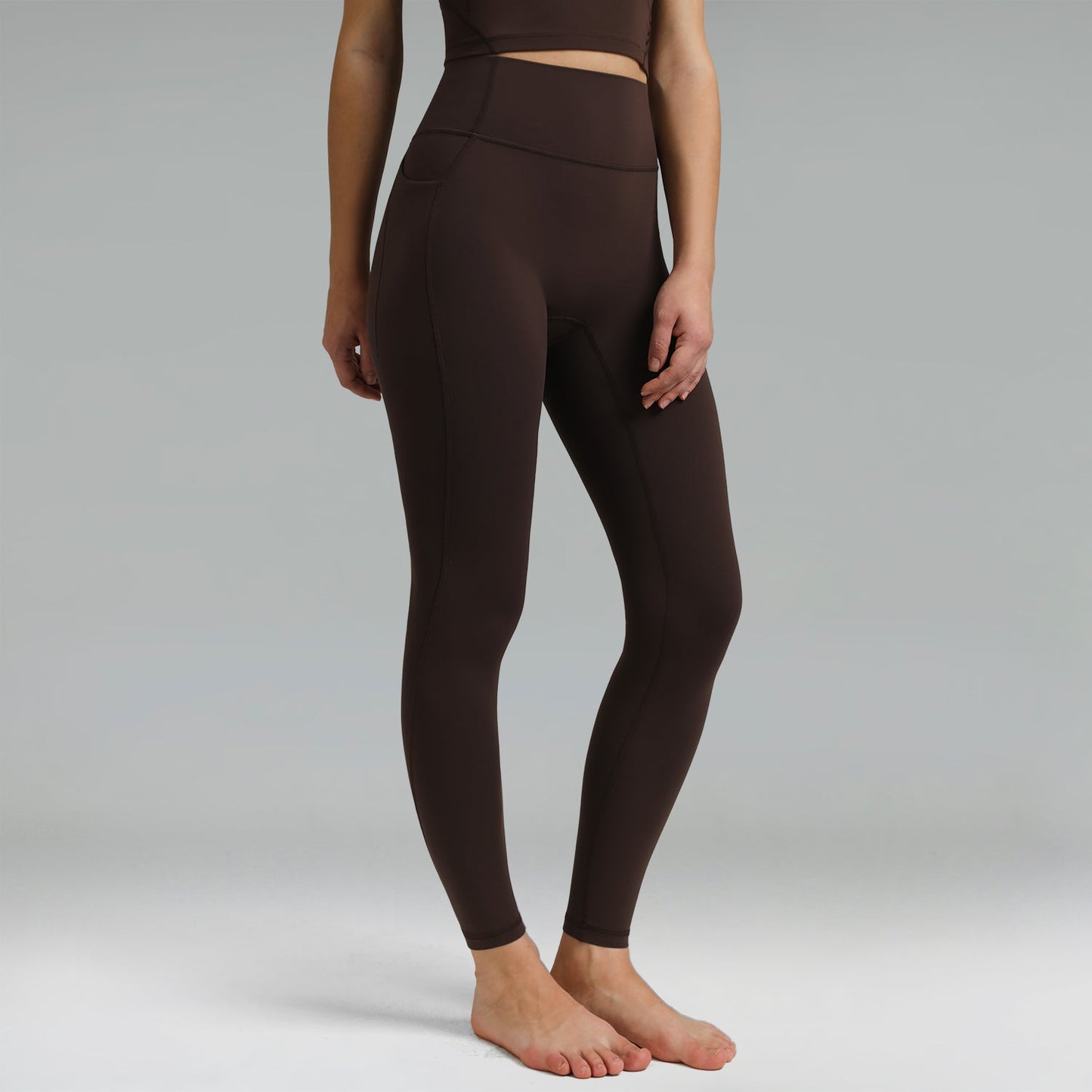 Dreamlux High Waisted No Front Seam Workout Full Length Leggings 28 w/Pockets