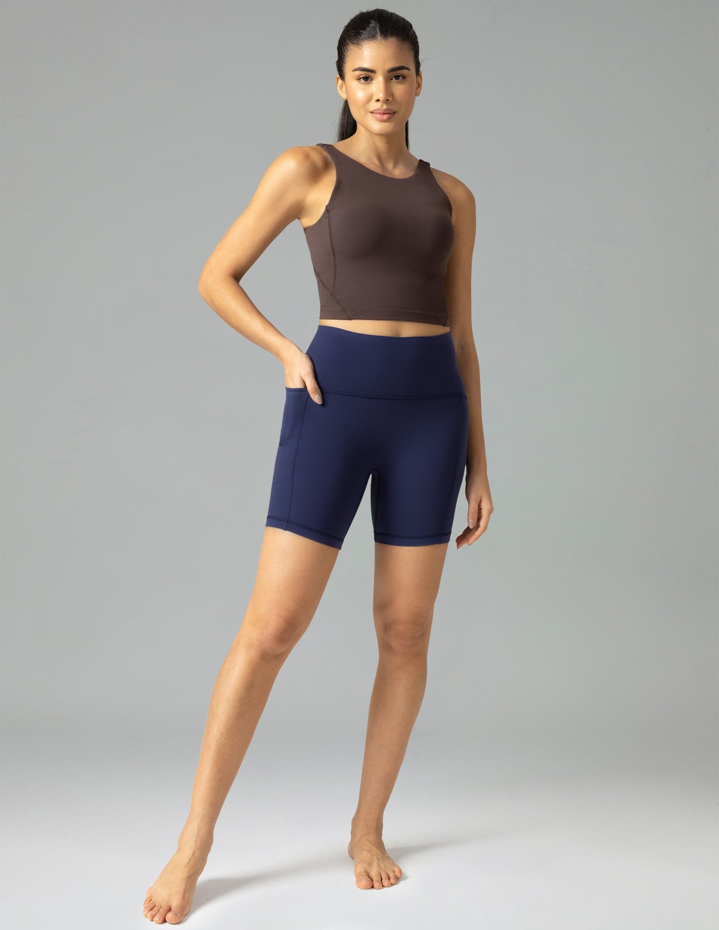 Dreamlux High Waisted No Front Seam 6 Legging Shorts w/Pockets