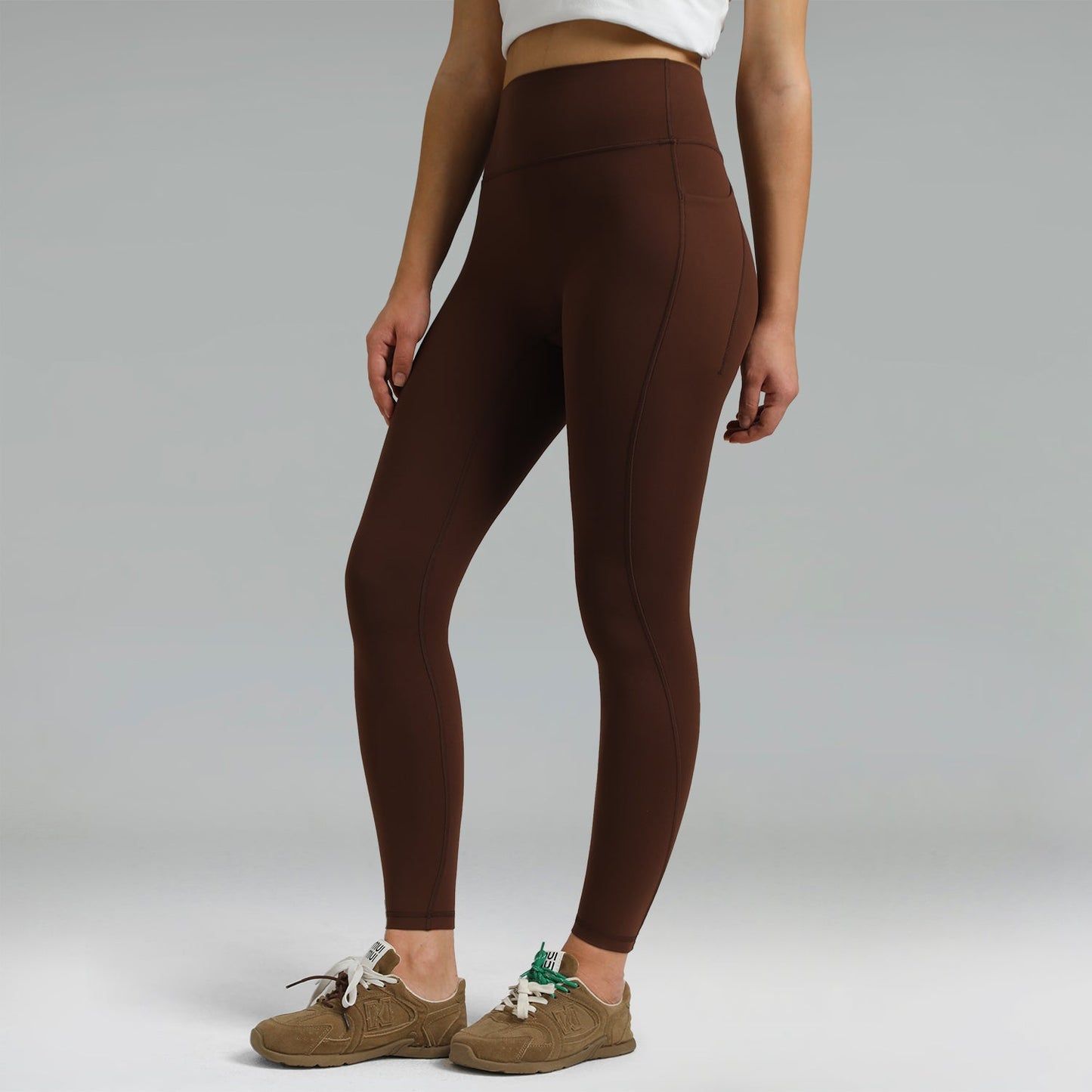 Dreamlux High Waisted No Front Seam Workout Full Length Leggings 28 w/Pockets