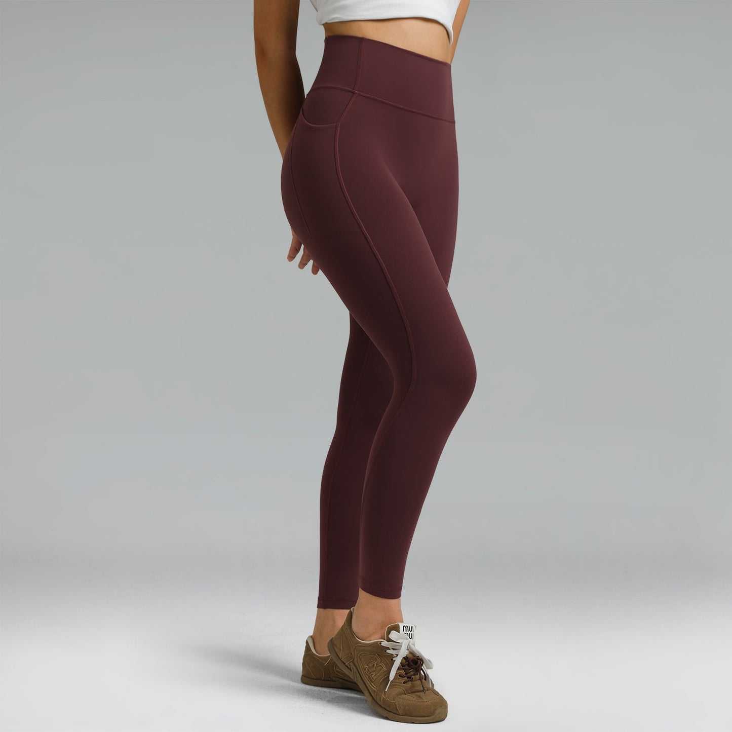 Dreamlux High Waisted No Front Seam Workout Full Length Leggings 28 w/Pockets