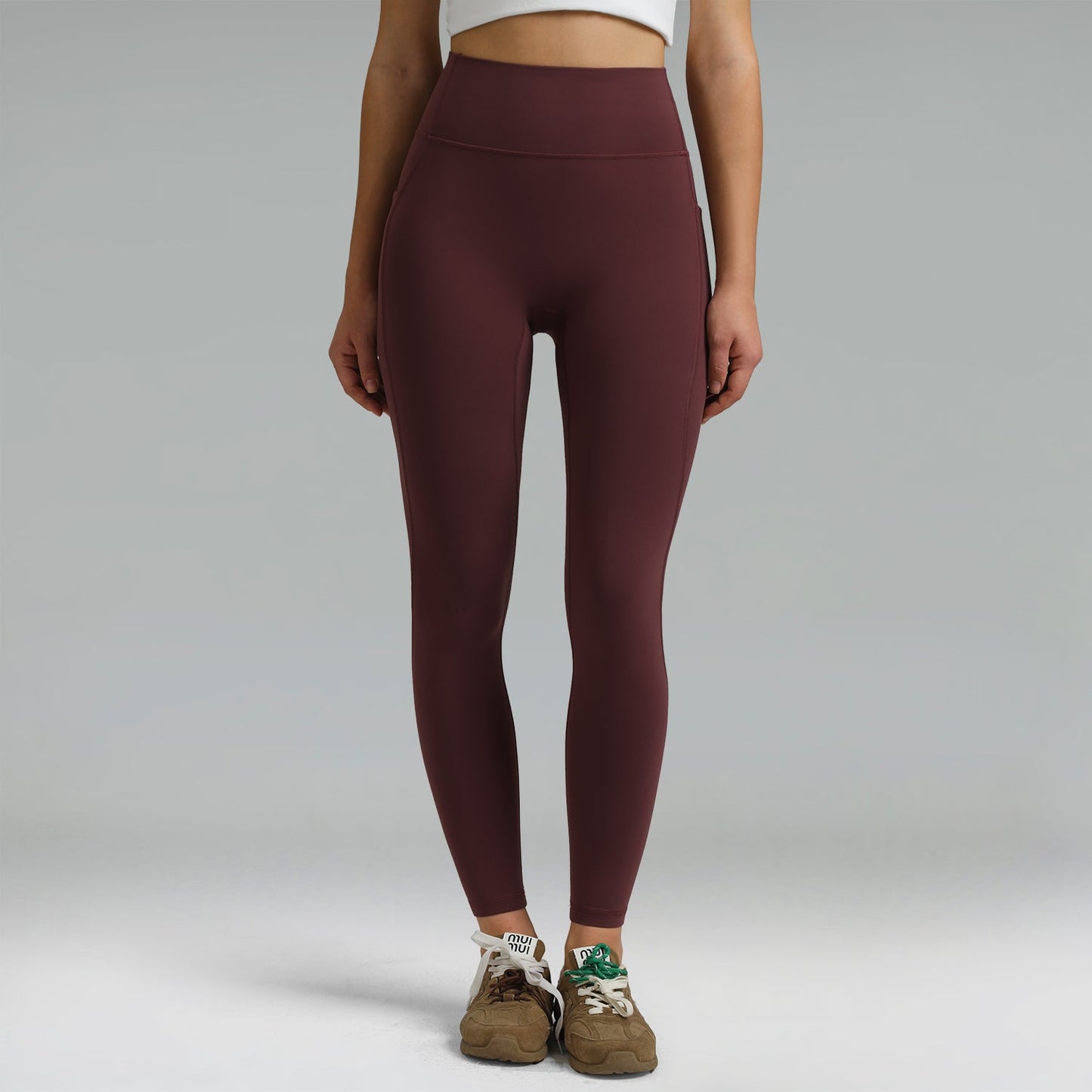 Dreamlux High Waisted No Front Seam Workout Full Length Leggings 28 w/Pockets